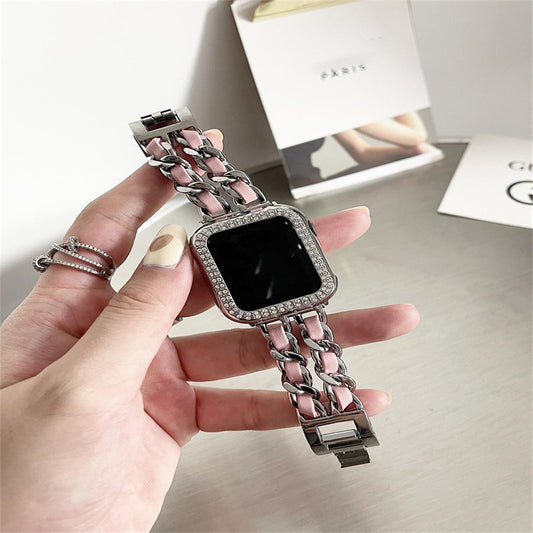 Classic Leather & Metal Watch Strap - Apple Watch Bands