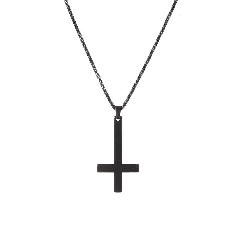 Titanium Steel Smooth Cross Pendant Necklace