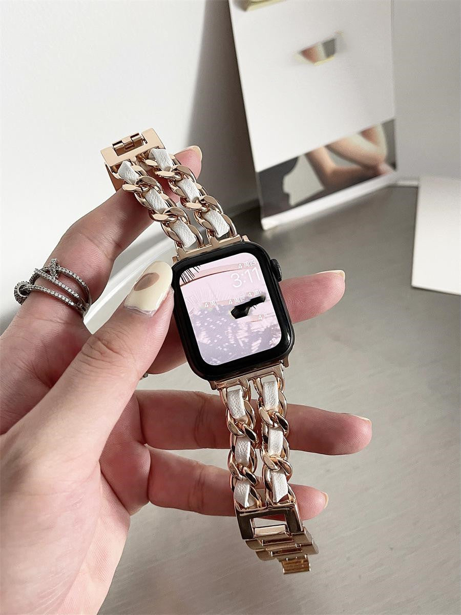 Classic Leather & Metal Watch Strap - Apple Watch Bands