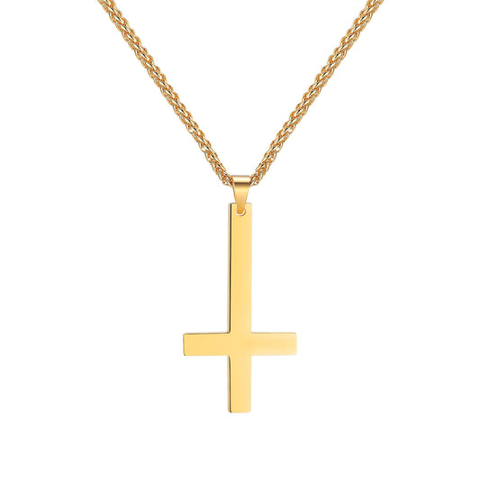 Titanium Steel Smooth Cross Pendant Necklace