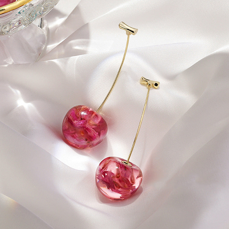 New Net Red Temperament Cherry Earrings