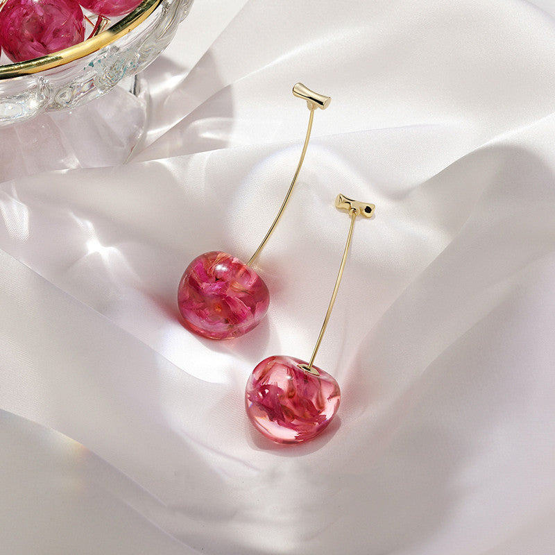 New Net Red Temperament Cherry Earrings