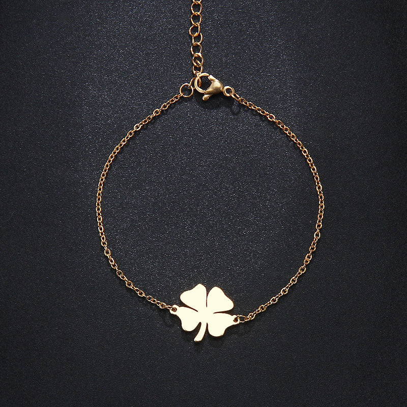 Four Leaf Clover Stainless Steel Bracelet