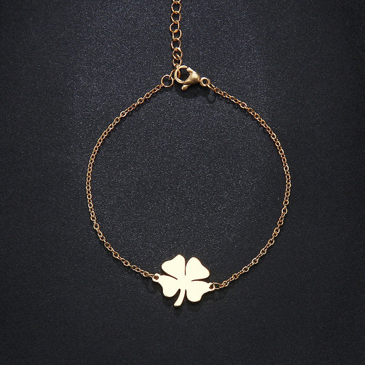 Four Leaf Clover Stainless Steel Bracelet