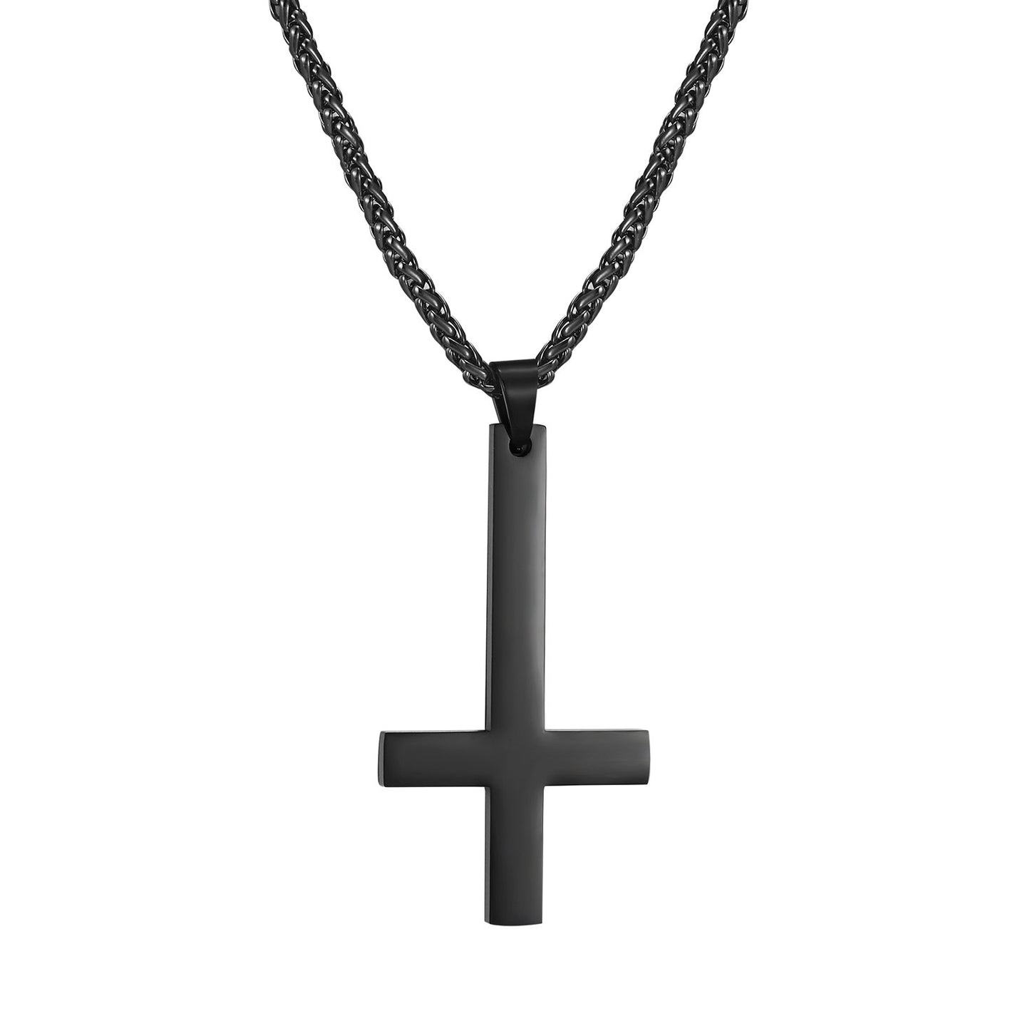 Titanium Steel Smooth Cross Pendant Necklace