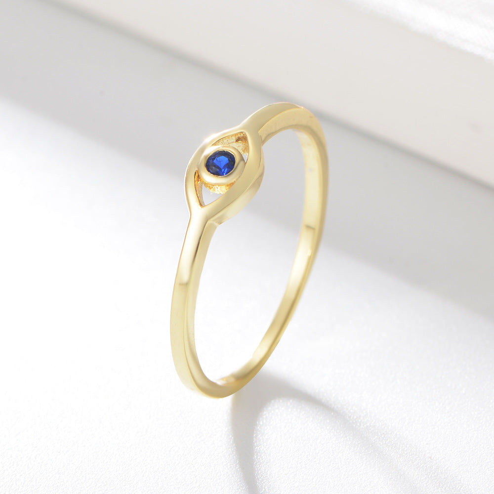 18K Gold Plated Sterling Silver Evil Eye Zircon Ring