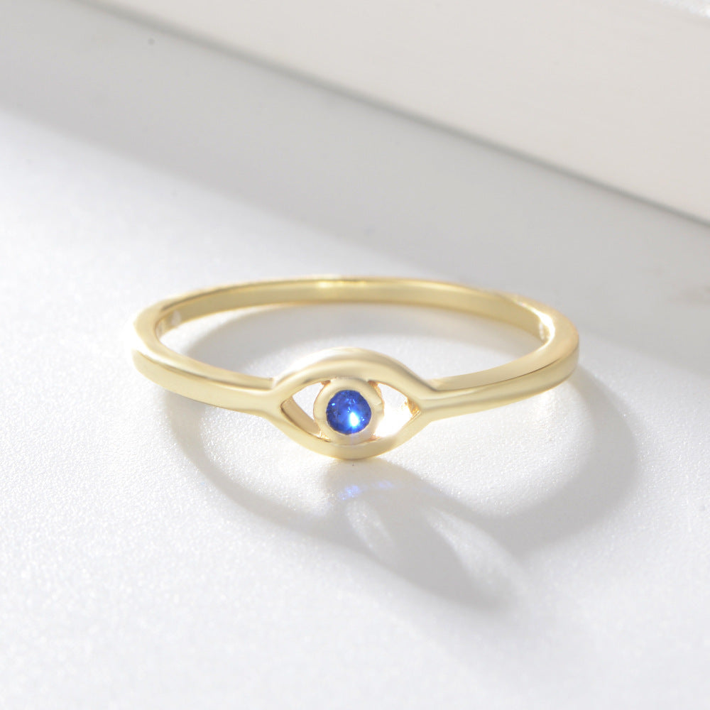 18K Gold Plated Sterling Silver Evil Eye Zircon Ring