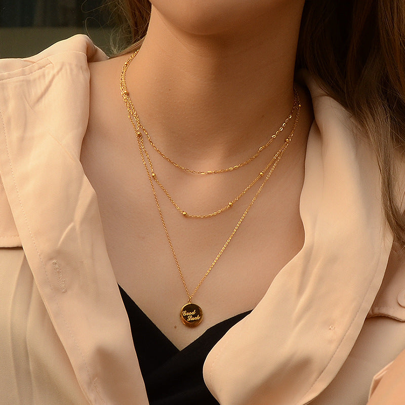 Exquisite Korean 18K Gold Titanium Steel Necklace