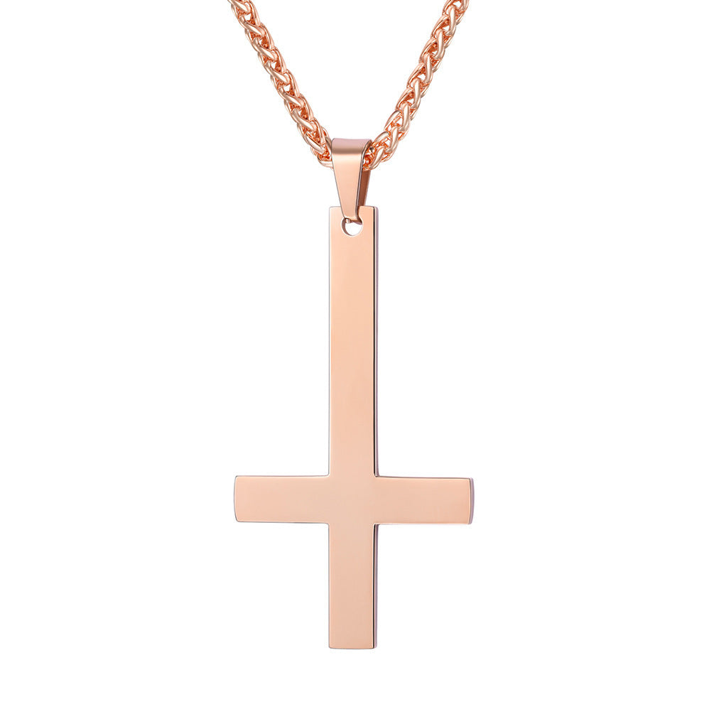 Titanium Steel Smooth Cross Pendant Necklace