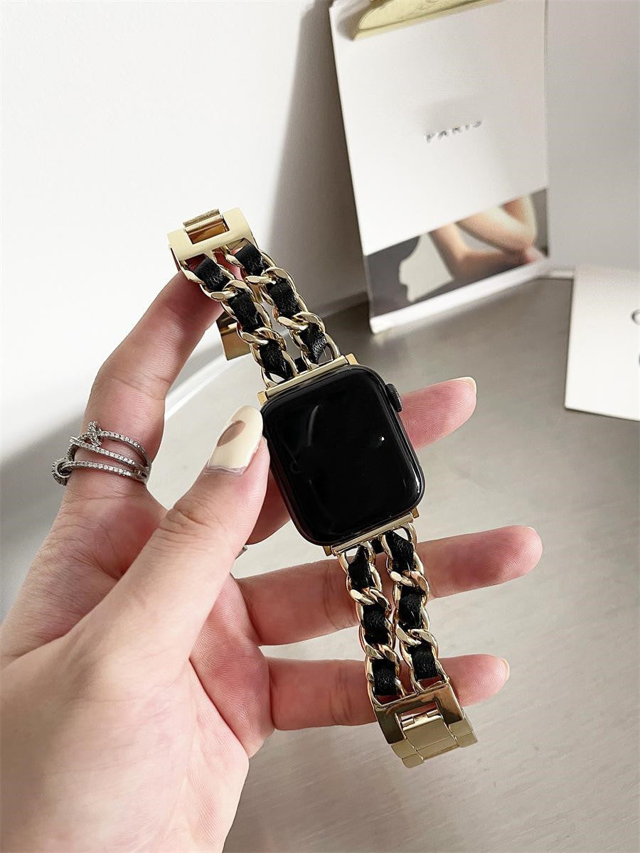 Classic Leather & Metal Watch Strap - Apple Watch Bands