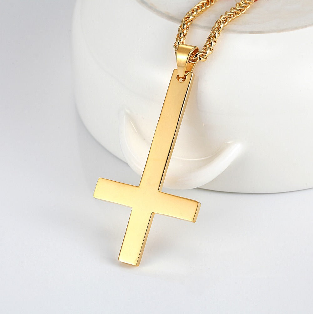 Titanium Steel Smooth Cross Pendant Necklace