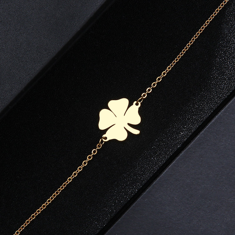 Four Leaf Clover Stainless Steel Bracelet