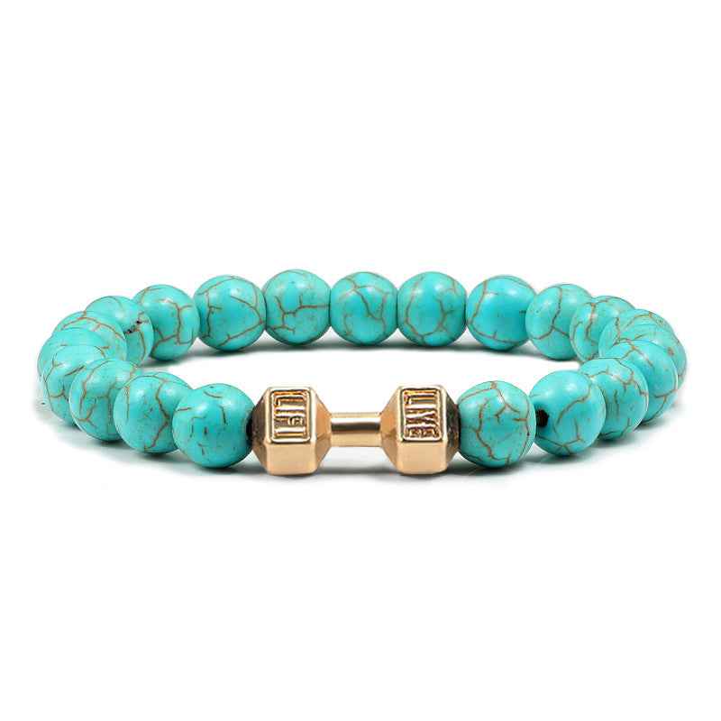 Turquoise Gun Black Alloy Barbell Bracelet