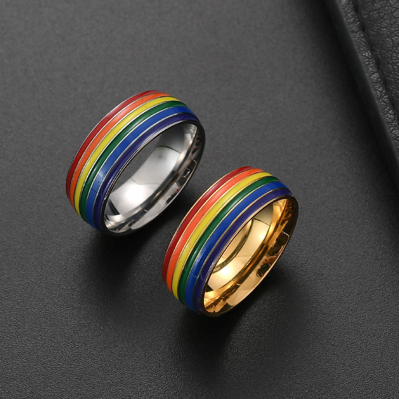 Same Sex Rainbow Ring 18K Gold Plated Cheerleader Ring