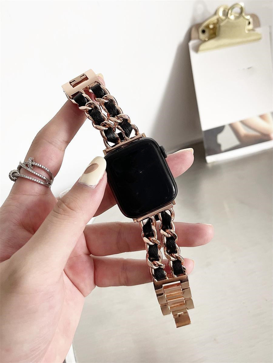 Classic Leather & Metal Watch Strap - Apple Watch Bands