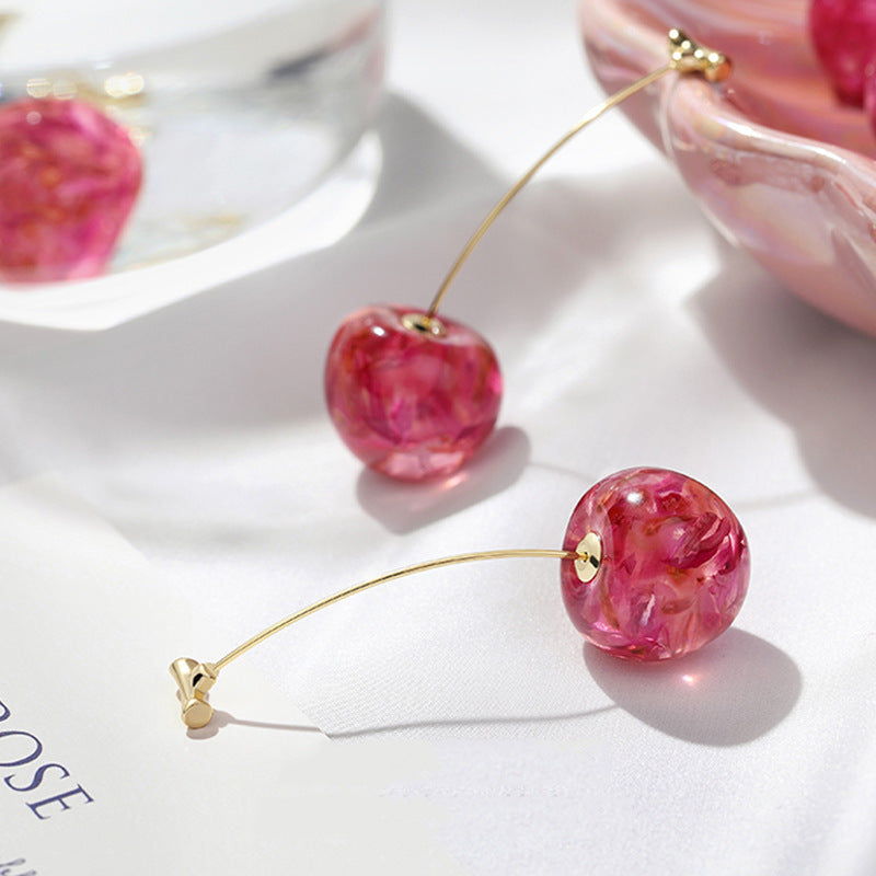 New Net Red Temperament Cherry Earrings