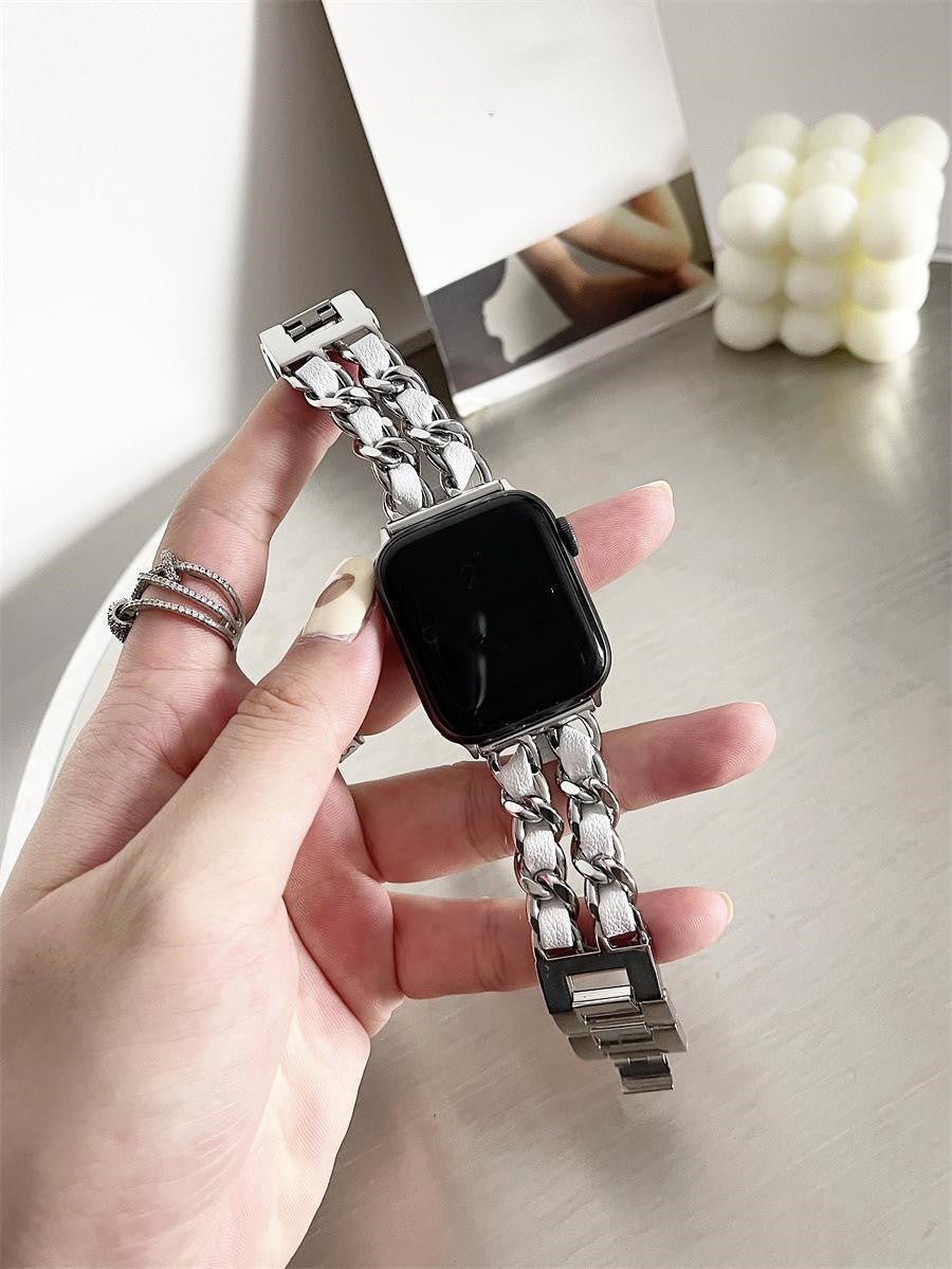 Classic Leather & Metal Watch Strap - Apple Watch Bands