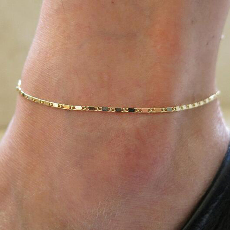 Beaded Box Chain Anklet Summer Beach Jewelry