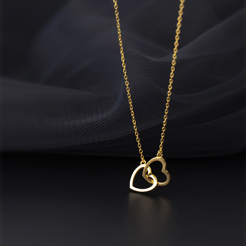 Double Heart Titanium Necklace – Elegant & Timeless