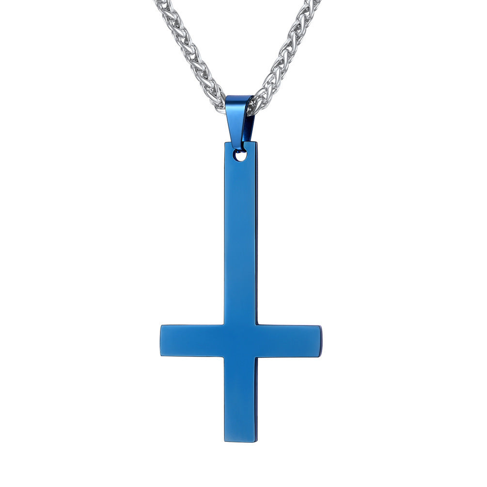 Titanium Steel Smooth Cross Pendant Necklace