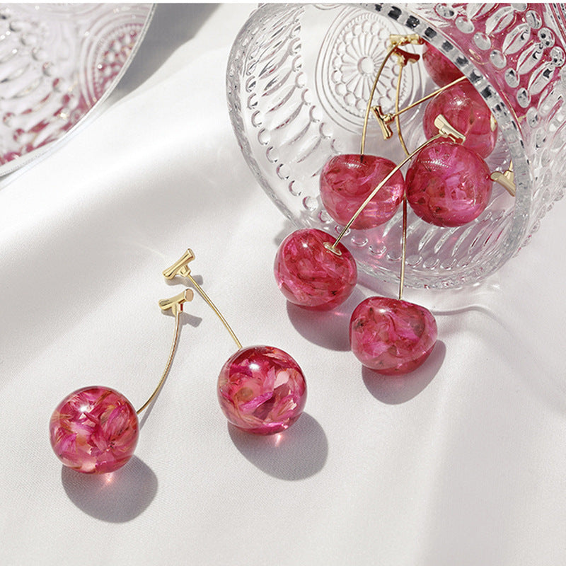 New Net Red Temperament Cherry Earrings