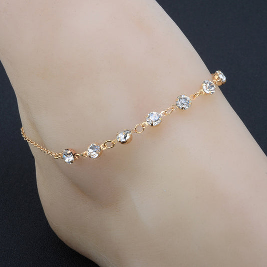 7-Rhinestone Simple Anklet