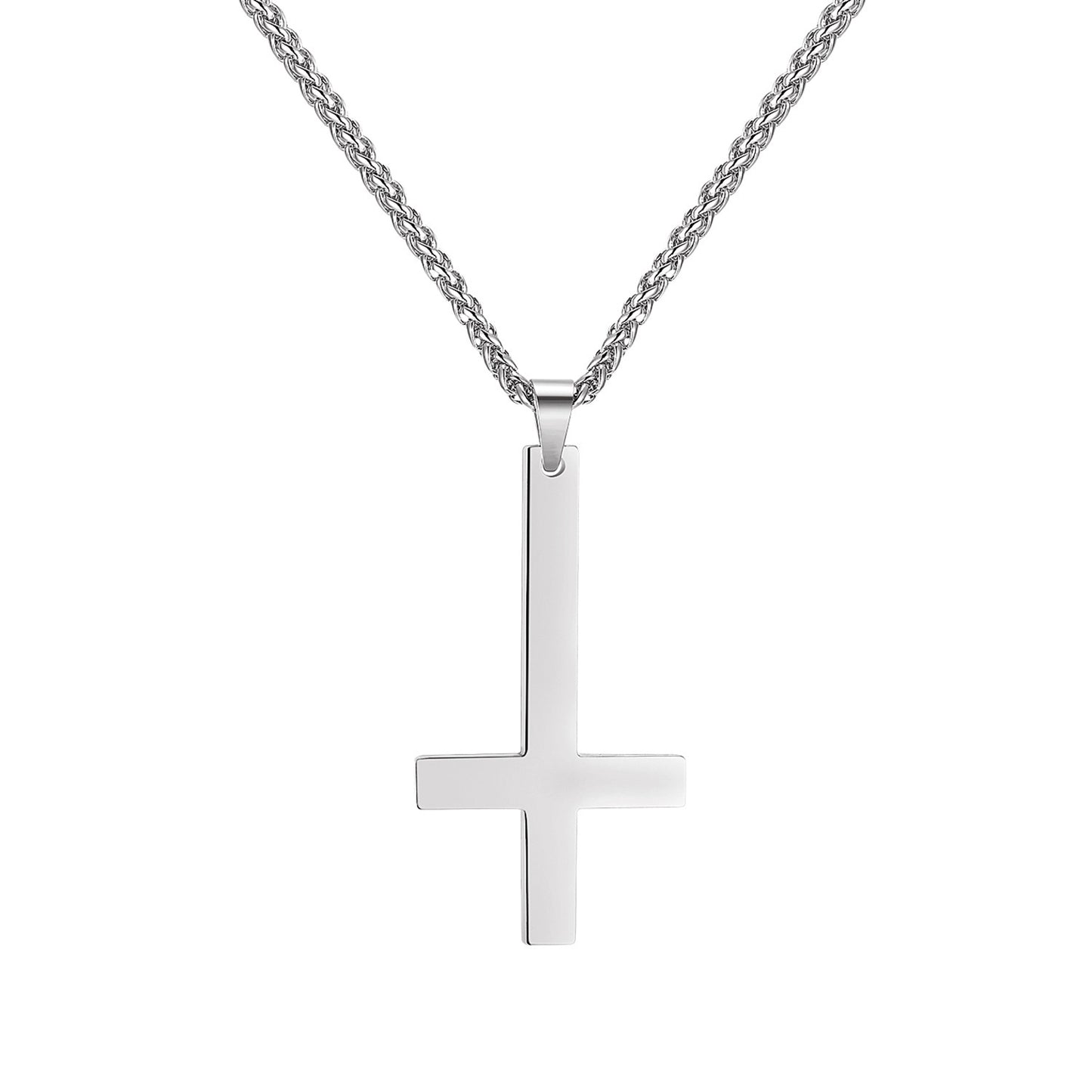 Titanium Steel Smooth Cross Pendant Necklace