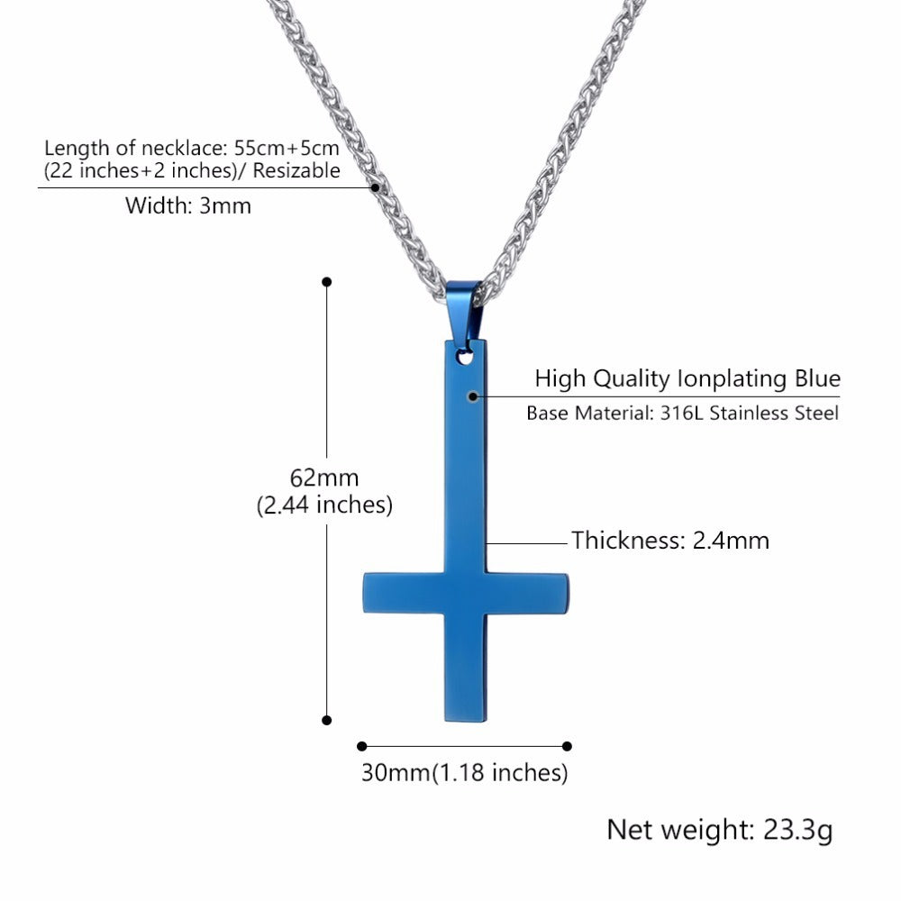 Titanium Steel Smooth Cross Pendant Necklace