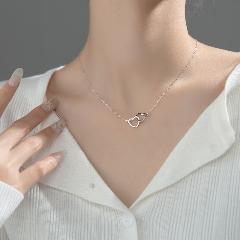 Double Heart Titanium Necklace – Elegant & Timeless