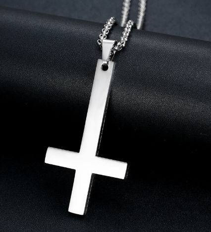 Titanium Steel Smooth Cross Pendant Necklace