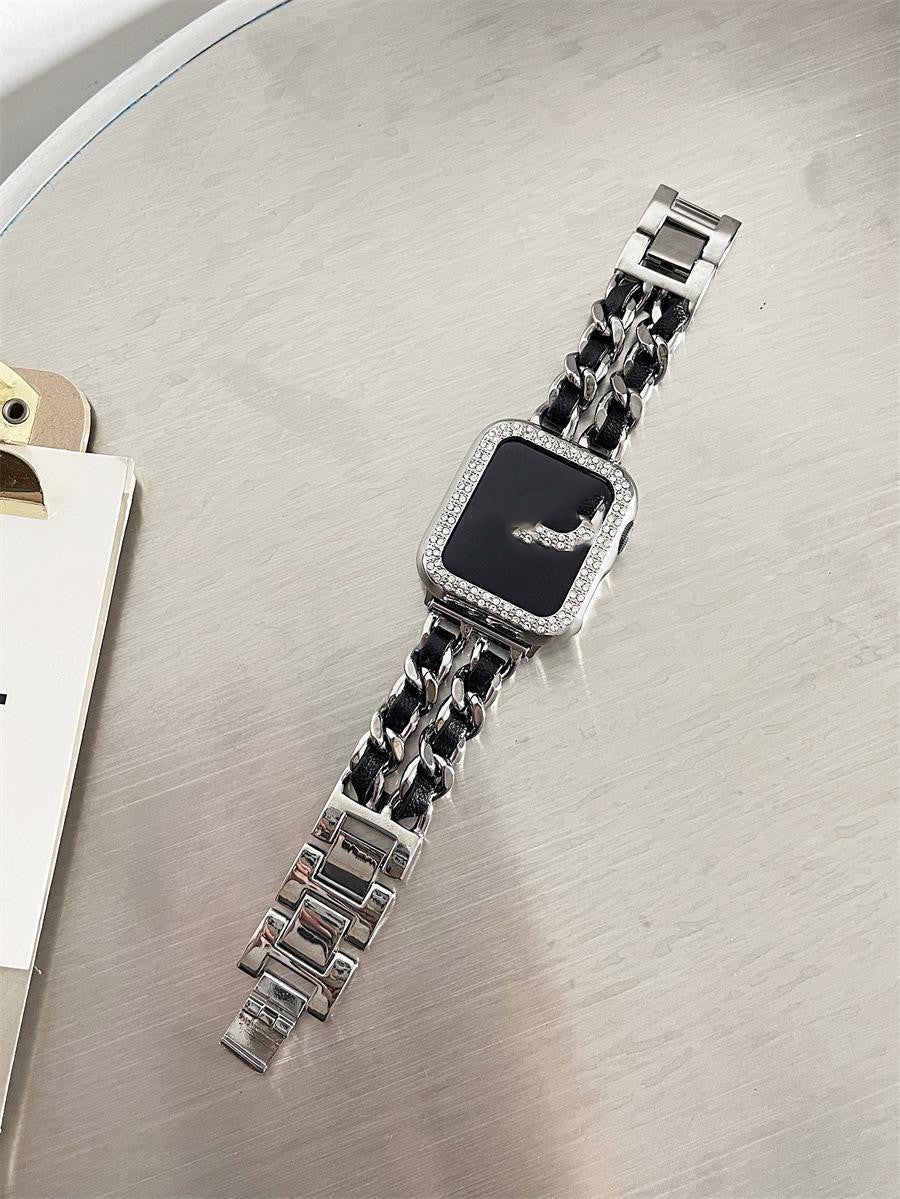 Classic Leather & Metal Watch Strap - Apple Watch Bands